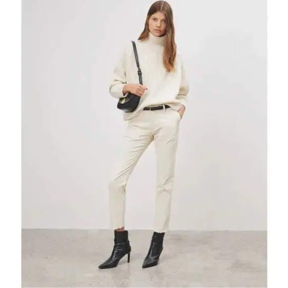 NILI LOTAN Pants Women’s Jenna Cropped Corduroy Slim in Winter White Size 6 - Picture 2 of 16